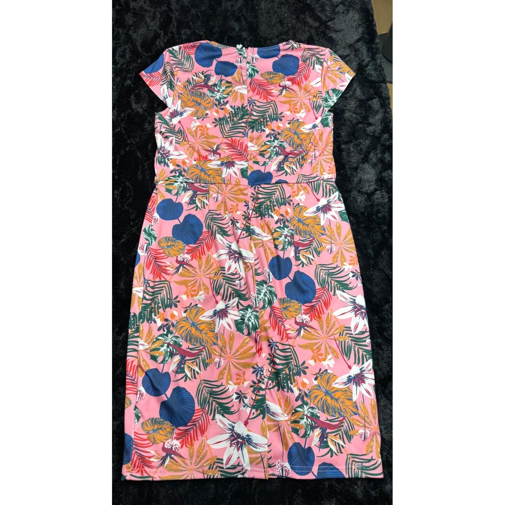 1950s Vintage Grace Karin Pink Tropical Floral Sheath Dress - Picture 2 of 6